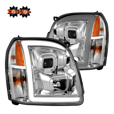 Para 07-14 GMC Yukon Denali XL Carcasa Cromada Proyector Faros Lámparas Tira LED Foto 1 de 3