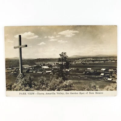 Tierra Amarilla New Mexico RPPC Postcard 1920s Cross Cityscape Panorama NM D1026 - Image 1 of 2