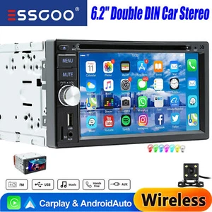 6.2" Double 2 DIN Head Unit Car Stereo Touch Screen Radio Bluetooth FM/TF/+Cam - Picture 1 of 16