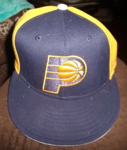 NBA Indiana Pacers Adidas Cap Hat Fitted L/XL Yellow Blue Basketball NEW NOS - Picture 1 of 2