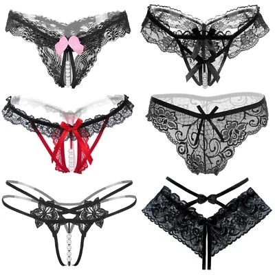 Damen String, 6er Pack, , Blumen, offen, V-String, Unterwäsche, sexy, Tangas - Bild 1 von 4