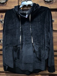 VINCE Black Velvet Sweater Hoodie Women’s Size L (3-D) - Picture 1 of 8