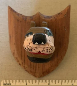 Vintage 1950s DOG Boy Scout Handmade Carved Painted NECKERCHIEF SLIDE HALL - Picture 1 of 9