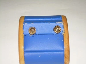 Vintage goldfarbene Ohrstecker durchgehend offen gewebt - Bild 1 von 12