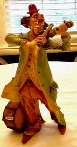 Collectible G Armani Italian Porcelain Clown Playing Violin; SIgned On Drum 12x8 - Picture 1 of 12