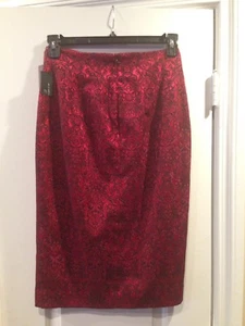 NWT WORTHINGTON Straight Jacquard Skirt Cherry Cordial Red Sz 4 - Picture 1 of 5