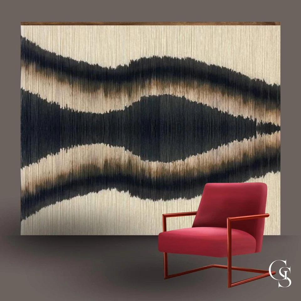 Großer Makramee Wandbehang Wandteppich Motiv: Dunkelheit 160 x 130cm Baumwolle - Bild 1 von 1