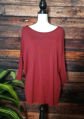 Camisa Piko by Summit Talla Mediana Verde Tierra Túnica Moda Rojo Bambú Top Dolman Foto 1 de 4