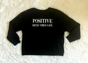 Miken Flow Damen Plus Positive Minds Vibes Life gemütliches schwarzes Sweatshirt Gr. 1XL - Bild 1 von 4