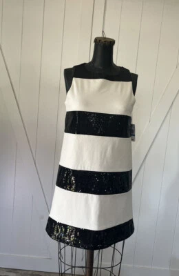 New JESSICA SIMPSON -XL - Dress Lined Striped Black/White - Girls - Image 1 of 4