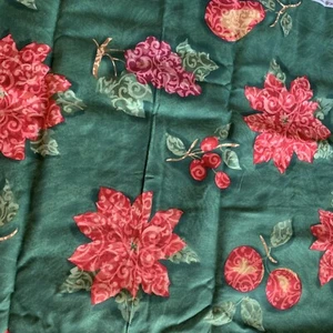 Vtg Concord Fabrics Inc Cotton Christmas Poinsettia Fruit Scroll 9 Yards 43 - Picture 1 of 5