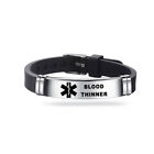 1*Medical Alert Id Bracelet Silicone Emergency Life Saving Adjustable Wristband