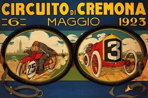 Car Motorcycle Race 1923 Cremona Italy Italian Vintage Poster Repro FREE SH - Picture 1 of 1
