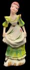 Vintage Kreiss & Co Green Dress Lady Figurine Egg Collecting Tulips Handpainted