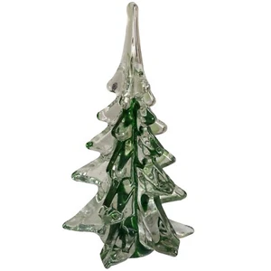 Enesco Glass Pine Tree With Green Swirls Inside 1986 Vintage Christmas No Chips! - Picture 1 of 5