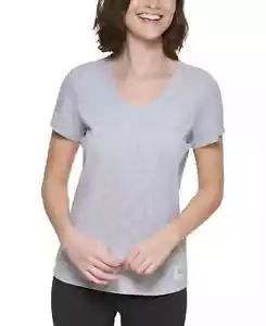 Calvin Klein Performance Women's Short Sleeve V-Neck T-Shirt 100%Cotton Grey XXL - Picture 1 of 2