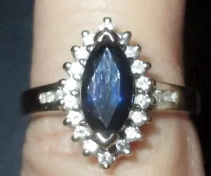 14K Gold Saphir & Diamant Damenring Größe 5,75 - Bild 1 von 8
