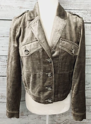 Blazer corto de terciopelo CAbi Sunday Topper para mujer pequeño estilo verde 3377 Foto 1 de 4