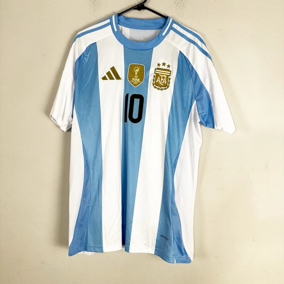 Adidas Men's Argentina 2024 Home Jersey Messi #10 Size L White/Blue *Read* - Image 1 of 4
