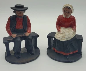 Sujetalibros Amish Hombre y Mujer Hierro Fundido Años 40 De Colección Pioneer Americana 4.5" de Alto - Imagen 1 de 9