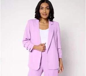 nicole by Nicole Miller Crepe Blazer with Ruched Sleeves Lilac Small A688710 - Picture 1 of 1