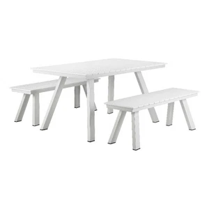 Pangea Home Jack 3-Piece Modern Aluminum Dining Set in White Finish - Picture 1 of 3