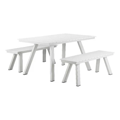 Juego de comedor moderno de aluminio Pangea Home Jack de 3 piezas en acabado blanco Foto 1 de 3
