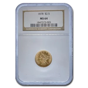 1878 $2.50 Liberty Gold Quarter Eagle MS-64 NGC - Picture 1 of 3