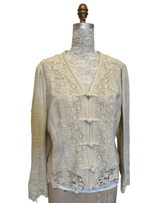 Ralph Lauren Women's Silk/Linen Blend with Lace Jacket - Size M  L Black Label - Image 1 of 4
