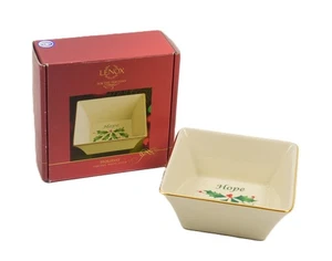 Lenox Holiday Square Hope Dish 4.5” Holly Berries Leaves Christmas Gold Rim NIB - Picture 1 of 8