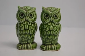 Shaker sale e pepe gufi verdi vintage Giappone ceramica uccellini da collezione - Foto 1 di 13