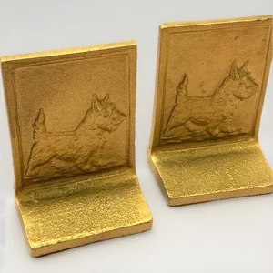 Art Deco Bookends Regency Rococo Dog Cast Iron Gold Bradley Hubbard Antique VTG - Picture 1 of 23