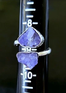 🪨NEW 9 ADJ ROUGH/ RAW TANZANITE 925 STERLING DOUBLE ARROWHEAD BYPASS RING - Picture 1 of 11