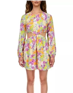 Sanctuary Floral Long Sleeve Cut Out Dress Size L - Picture 1 of 11