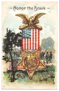 Postal de JANESVILLE WI/WISCONSIN HONRA A LOS VALIENTES Gran Ejército República/Medalla Gar - Imagen 1 de 2
