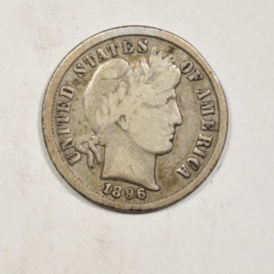 МОНЕТА НОМИНАЛОМ 10 ЦЕНТОВ 1896 С ИЗОБРАЖЕНИЕМ ЦИРЮЛЬНИКА ~ ОТЛИЧНАЯ ОРИГИНАЛЬНАЯ ОТЛИЧНАЯ! - Изображение 1 из 2