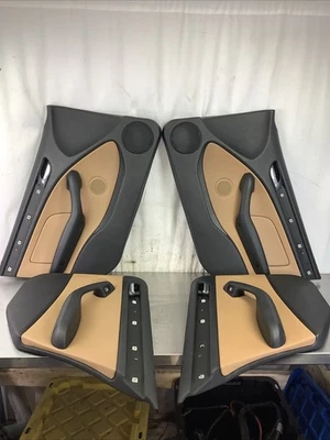 BMW E46 323i 325i 330i 4Dr Sedan OEM Front Rear Brown Leather Door Panels 99-05 - Image 1 of 4