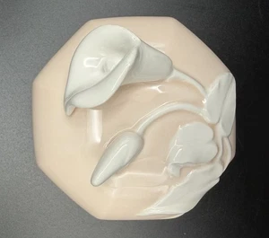 Vintage Pink Porcelain Trinket Box Calla Lily Made In Japan Ceramic 3.25” - Picture 1 of 10