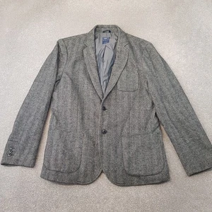 Gap Mens Jacket Large Grey Herringbone Blazer Chore Worker Utility Wool - Picture 1 of 9