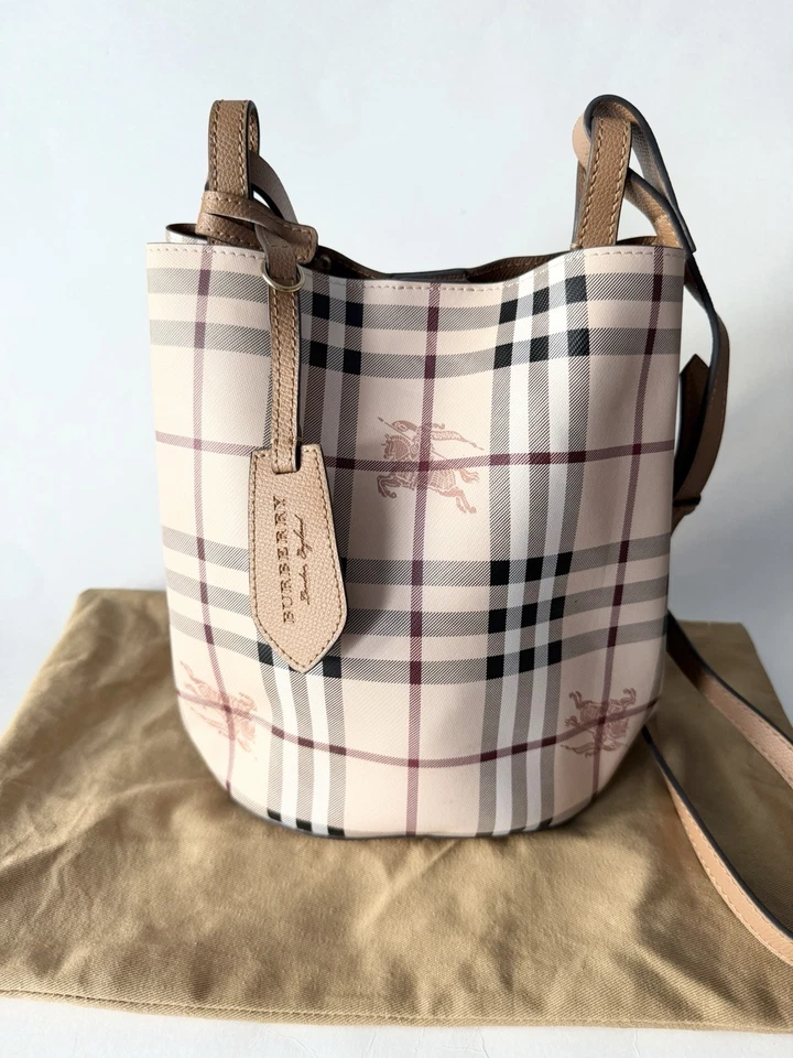 Burberry Small Lorne Haymarket Check Bucket Bag Pre Owned - Image 1 of 4