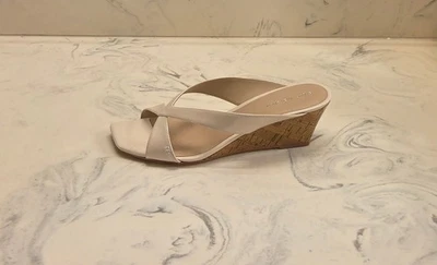 New! Stuart Weitzman 'Miami' Wedge Slide Sandal Biege Womens Size 10 B MSRP $450 - Image 1 of 4