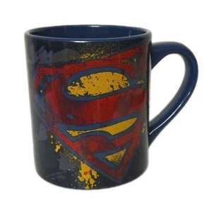Silver Buffalo DC Comics Superman Logo Splatter Paint 14 oz Ceramic Mug - Picture 1 of 6