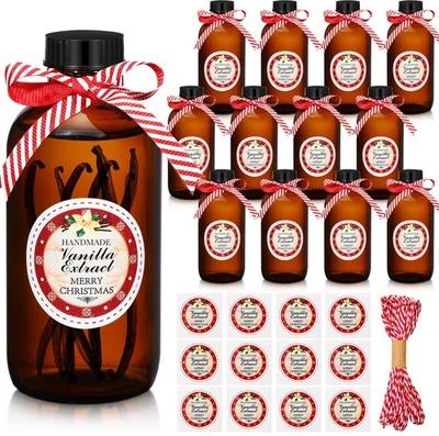 12 Pack Boston Glass Bottle, Bottles for Homemade Vanilla Extract Vanilla Ext... - Image 1 of 4
