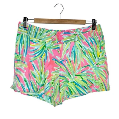 Шорты Lilly Pulitzer Kat эластичные на талии розовые женские размер L тропический пляж - Изображение 1 из 4