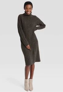 A New Day Women's Turtleneck Long Sleeve Winter Midi Sweater Dress 428-2 - Picture 1 of 3
