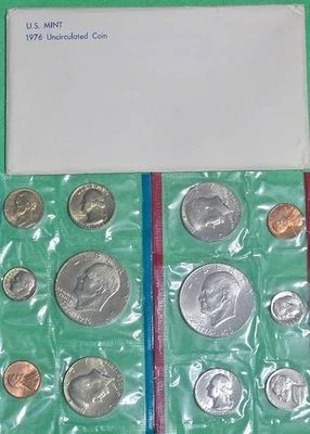 1976 PD US Mint UNC Set-w/Ikes & Kennedy OGP 12 Coins Bi-Centennial Free Shippin - Image 1 of 4