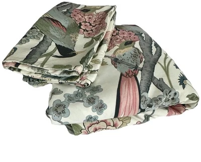 Edredón Pottery Barn 3 piezas de algodón orgánico F/Q y 2 fundas de almohada flores pájaros usado en excelente estado Foto 1 de 4