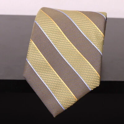 Corbata de seda para hombre ZANAHORIA & GIBBS marrón dorado azul claro con múltiples rayas Foto 1 de 4