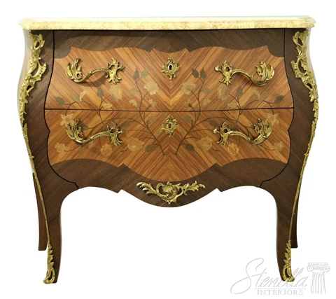 L33484EC: French Louis XV Style Marble Top Inlaid Commode Cover