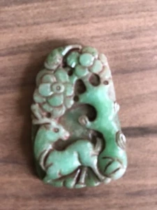 Antique 2.5” Old Chinese Jade Carving Deer And Tree Pendant Amulet - Picture 1 of 6